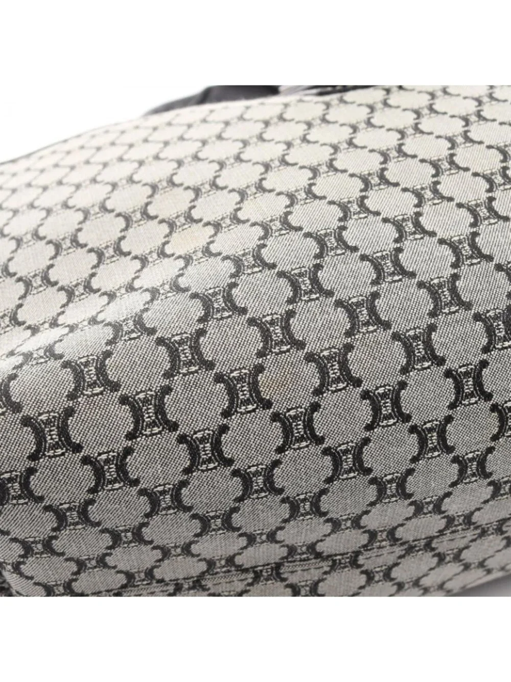 Celine Tote Macadam Gray Black Canvas Leather Paris